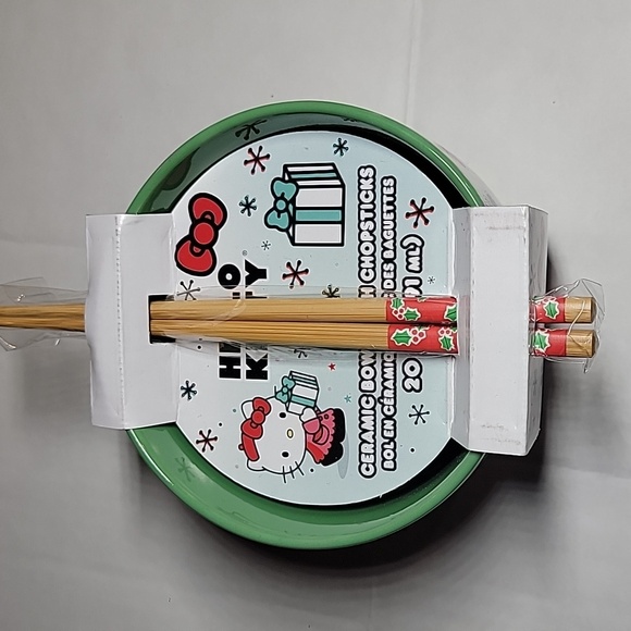 Hello kitty Christmas bowl with chopsticks - Picture 2 of 4